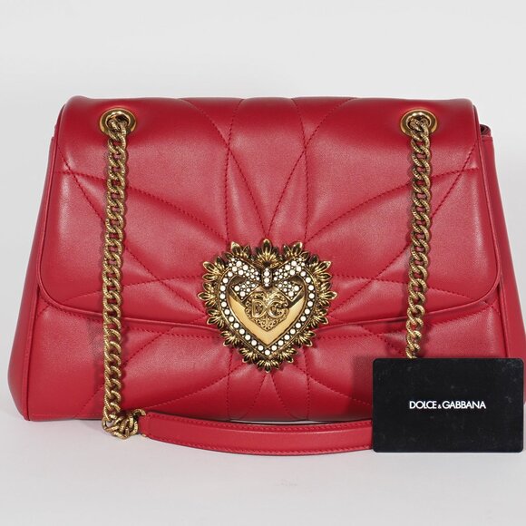 Dolce & Gabbana Red Quilted Nappa Leather Large Devotion Bag - Picture 16 of 16